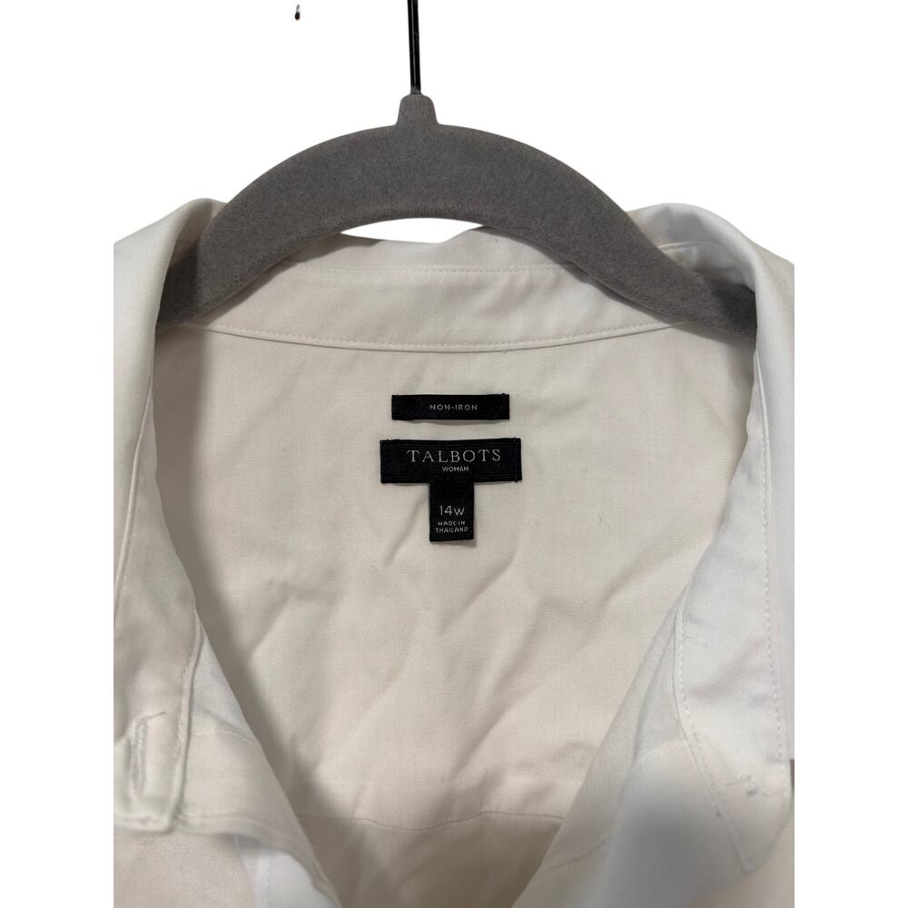 Talbots White Button Down Shirt 14W Non-Iron Cotton - Picture 4 of 10
